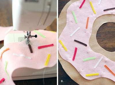 Cách may gối handmade hình bánh Donut tặng bé 5