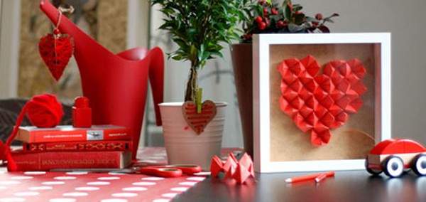 Gấp giấy origami làm tranh trái tim cho ngày Valentine trắng 8