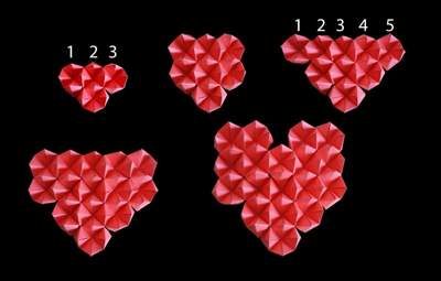 Gấp giấy origami làm tranh trái tim cho ngày Valentine trắng 5
