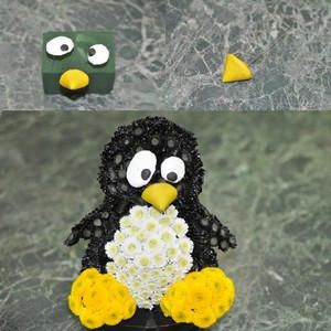 Cách cắm hoa cúc thành hình chim cánh cụt ngộ nghĩnh 8