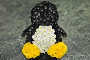 Cách cắm hoa cúc thành hình chim cánh cụt ngộ nghĩnh 7