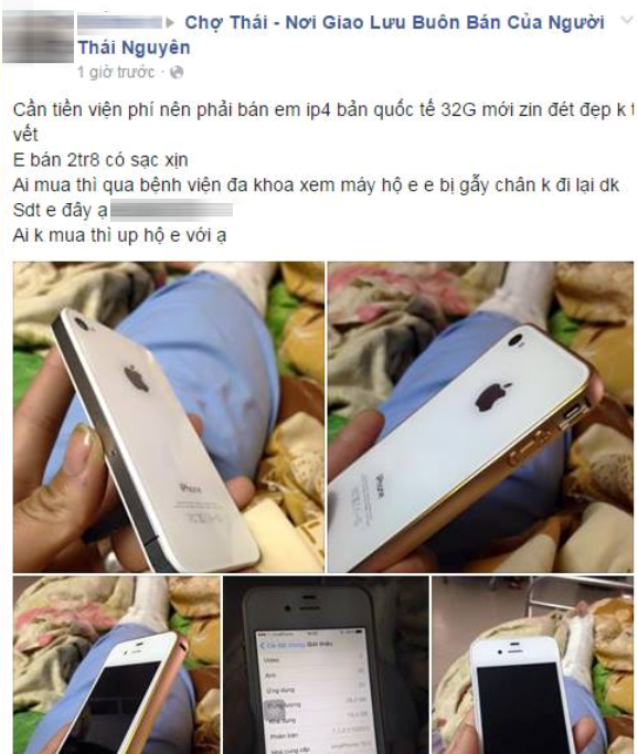 Thanh niên rao bán iPhone để trả tiền viện phí gây xôn xao