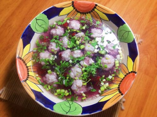 Cách nấu canh chua hoa atiso đỏ với thịt bổ dưỡng 5