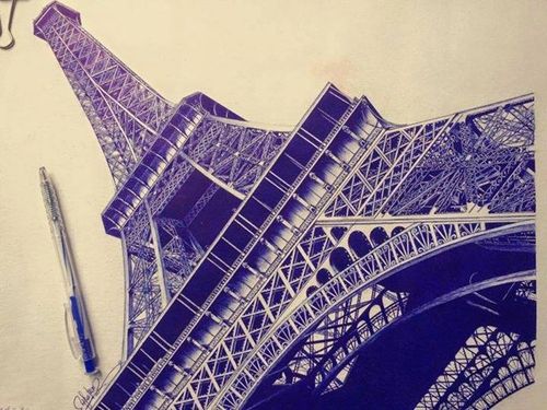 Nữ sinh Việt vẽ tháp Eiffel bằng bút bi gây sốt 2