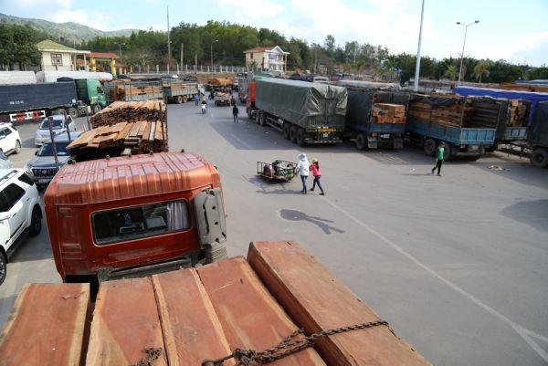 Hàng trăm xe gỗ dồn ứ tại Cửa khẩu Lao Bảo 3