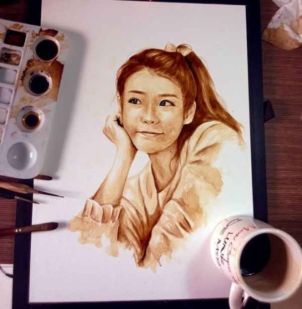 9X Việt có biệt tài vẽ chân dung bằng màu cà phê sống động 7
