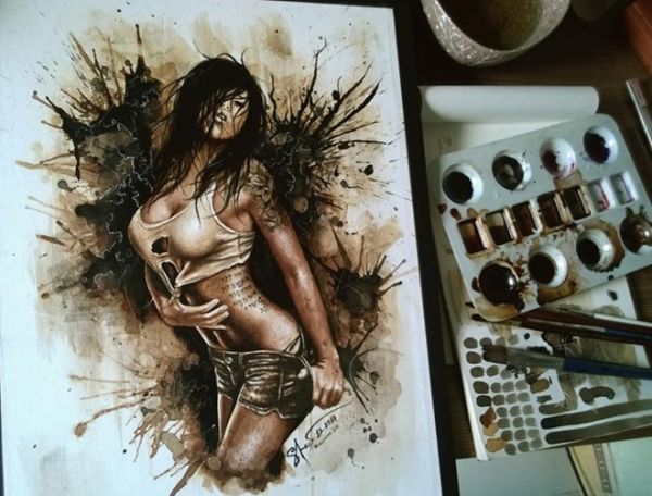 9X Việt có biệt tài vẽ chân dung bằng màu cà phê sống động 6