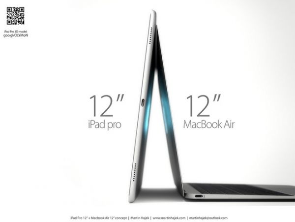 iPad Pro và MacBook Air 12 inch so dáng với bản dựng 3D