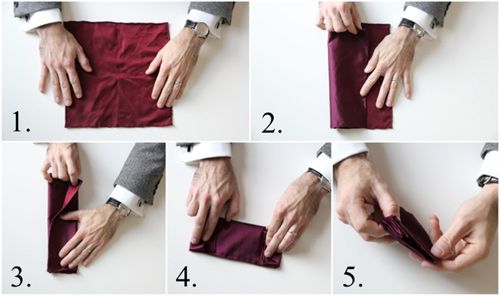 4 cách gấp khăn trang trí túi áo ngực cho nam giới 5