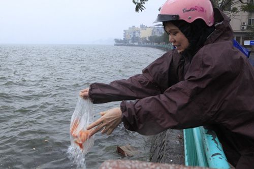 Người Hà Nội thả cá chép tiễn ông Táo trong mưa rét 27