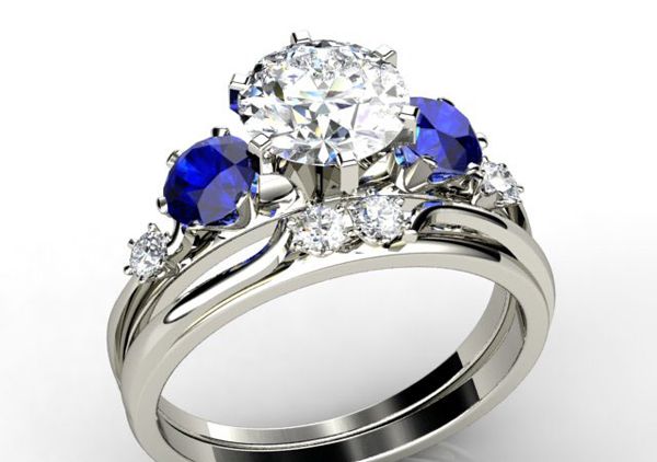 Nhẫn đính hôn gắn đá sapphire xanh thẫm 10