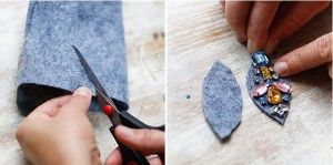 Cách làm bông tai đơn giản hình chiếc lá đính đá 2