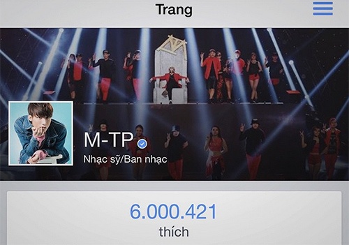 Fanpage của Sơn Tùng M-TP đạt kỷ lục 6 triệu lượt "like" 3