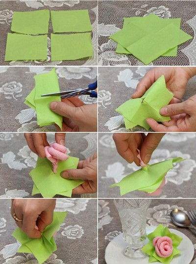 2 cách làm hoa hồng bằng giấy ăn trang trí bàn tiệc Tết 5