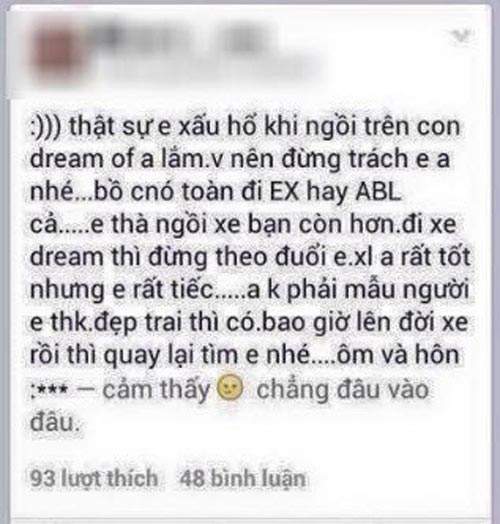 9X nhắn bạn trai: "Đi xe Dream thì đừng theo đuổi em!" 3