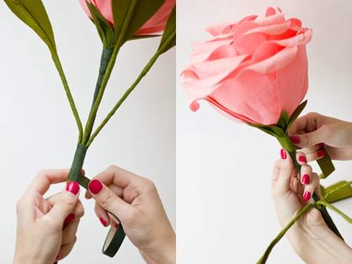 Cách làm hoa hồng bằng giấy khổ lớn để bạn chụp ảnh 15