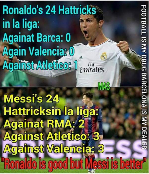 Fan chế ảnh Ronaldo ghi 5 bàn vẫn không ấn tượng bằng Messi 9