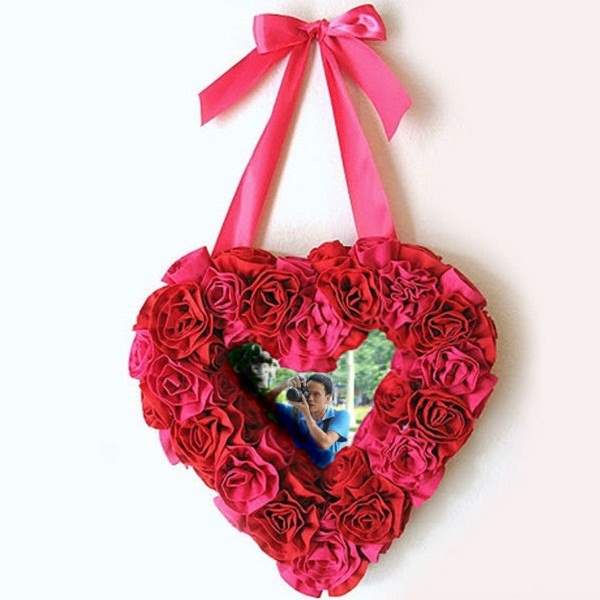 Cách làm khung ảnh trái tim hoa hồng bằng vải xinh xắn 7