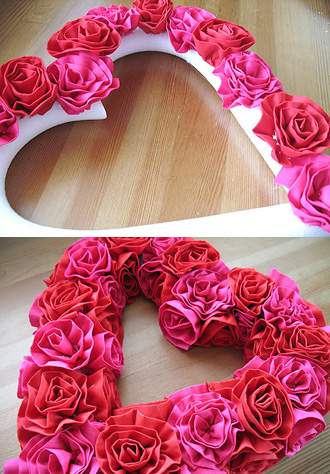 Cách làm khung ảnh trái tim hoa hồng bằng vải xinh xắn 4