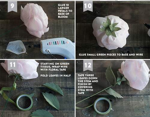 Cách làm hoa hồng bằng khăn giấy trang trí nhà xinh xắn 5