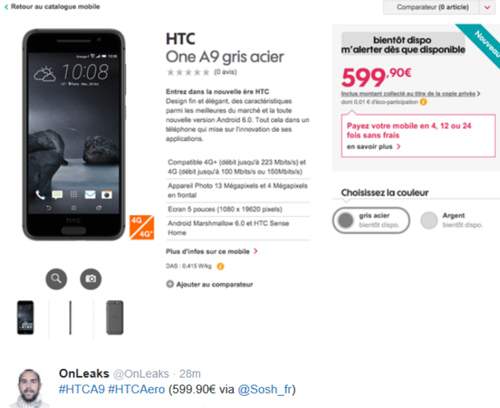 HTC One A9 chưa ra mắt đã lộ giá bán 2