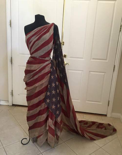 Hoa hậu Mỹ bị "ném đá" vì mặc váy in quốc kỳ quét đất 3