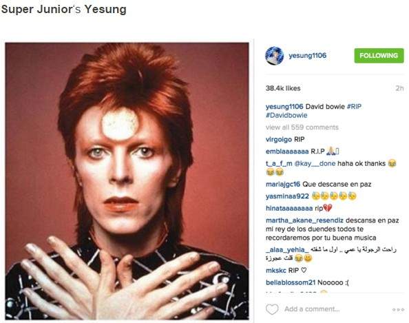 Sao Hàn đồng loạt đăng ảnh tưởng nhớ David Bowie 4