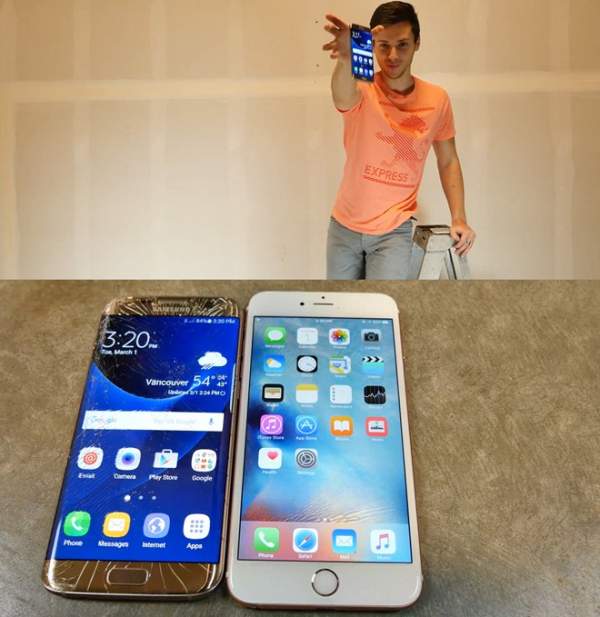 Galaxy S7 edge so độ bền với iPhone 6S Plus 3