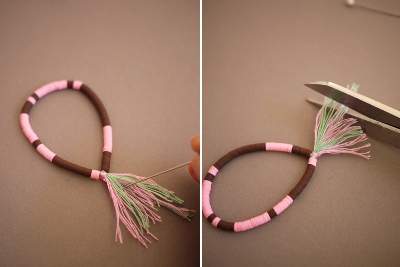 Cách làm vòng tay handmade từ hạt sequin và dây cói 7