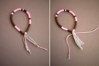 Cách làm vòng tay handmade từ hạt sequin và dây cói 6