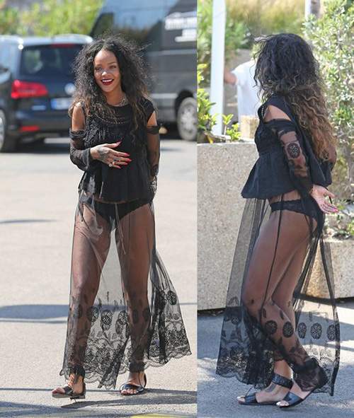 Cách mặc váy maxi chẳng giống ai của Rihanna 3