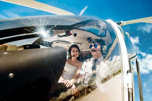 Cặp đôi chơi trội thuê phi cơ chụp ảnh cưới 2