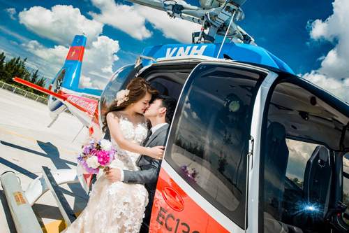 Cặp đôi chơi trội thuê phi cơ chụp ảnh cưới 11