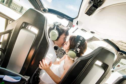 Cặp đôi chơi trội thuê phi cơ chụp ảnh cưới 6