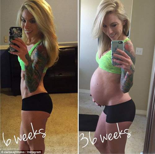 Bà mẹ bỗng nổi tiếng vì mang thai 38 tuần vẫn có múi bụng 18