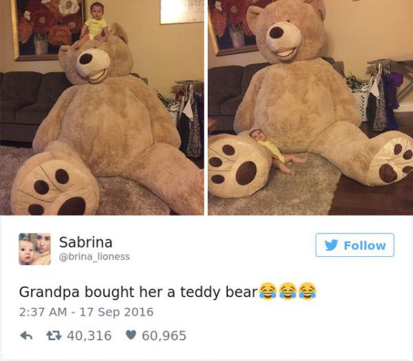Ông tặng cháu gấu bông "siêu khủng" khiến cộng đồng mạng thích thú 6