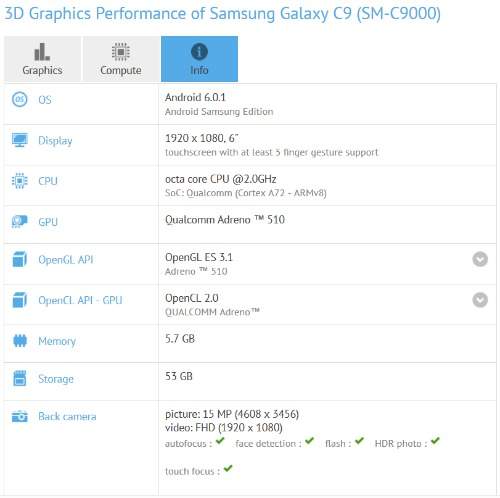 Samsung Galaxy C9 tiếp tục lộ cấu hình 2