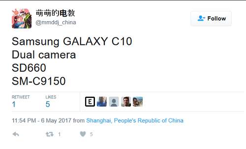 Galaxy C10 sẽ là điện thoại Samsung đầu tiên sở hữu camera kép 2