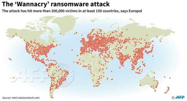 Ransomware WannaCry đã đổ bộ trên hơn 150 quốc gia