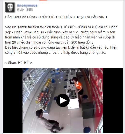Công an lên tiếng về clip 2 người có súng cướp siêu thị điện thoại ở Bắc Ninh 2