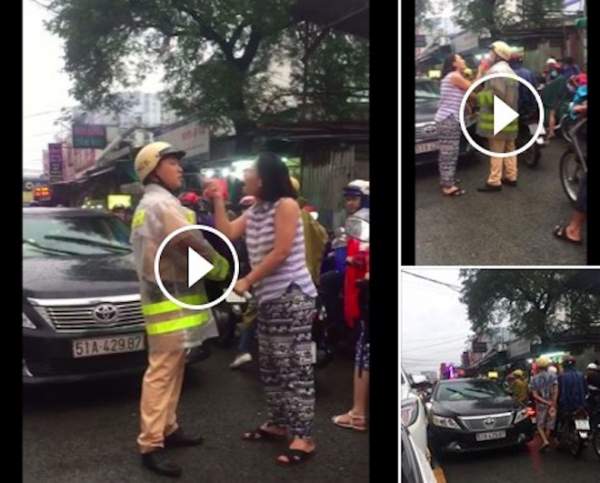 Nữ tài xế chửi bới, túm cổ áo CSGT vì bị nhắc nhở chạy sai làn