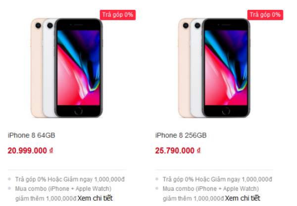 Giáp Tết, giá bán iPhone 8, 8 Plus không ngừng giảm mạnh
