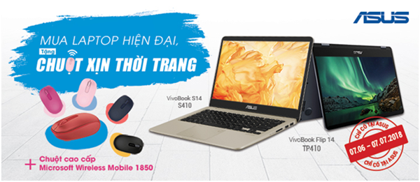 Nhận ngay chuột xịn khi mua laptop Asus VivoBook