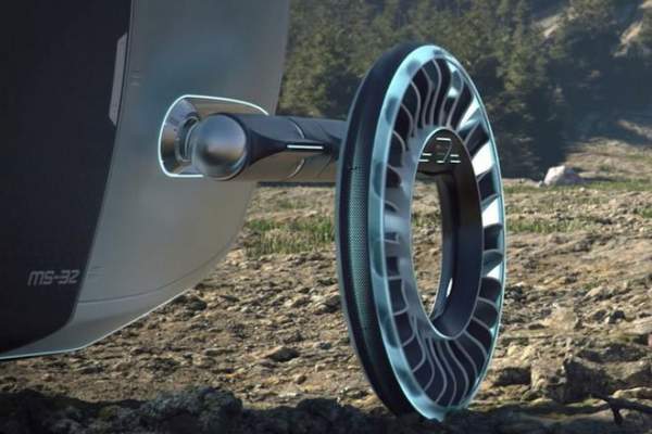 Lốp xe kiêm cánh quạt: Là bánh xe đi trên mặt đất nhưng có thể biến thành cánh quạt khi bay
