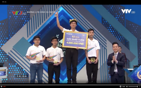Nam sinh Quảng Nam giành chiến thắng Olympia tuần với điểm số gần 300 2