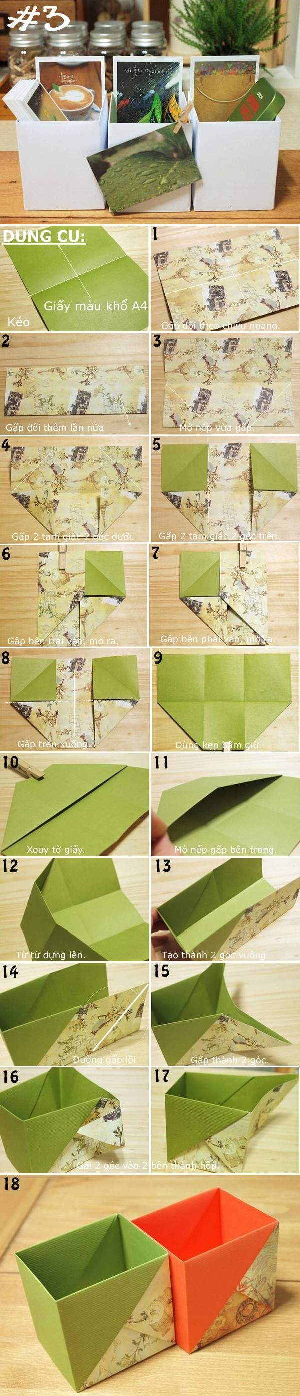 Gấp giấy thành đủ kiểu hộp đựng đồ hữu ích 3