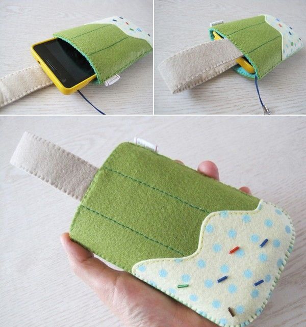 Cách làm bao điện thoại handmade que kem bằng vải nỉ 8