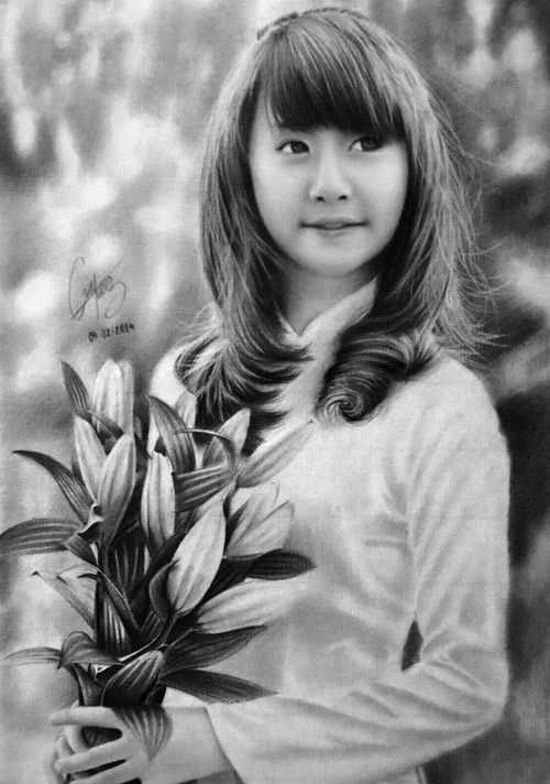 Nhan sắc hot girl Việt dưới nét vẽ của họa sỹ 9x 9