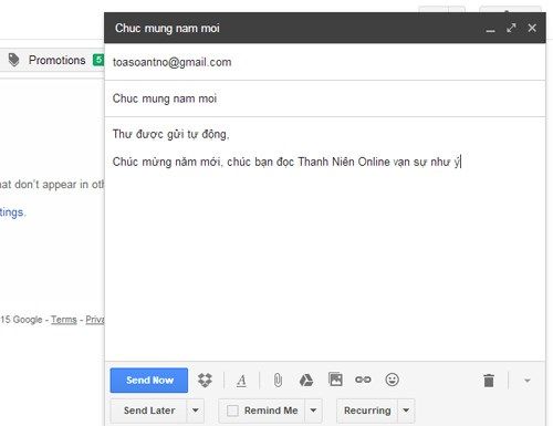 Lên lịch gửi thư chúc tết tự động trong Gmail 2