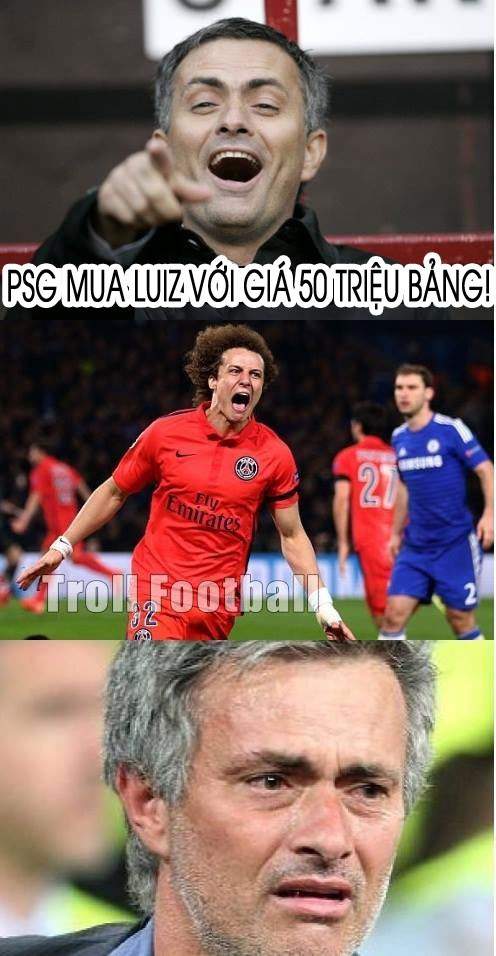 Ảnh chế David Luiz an ủi Mourinho sau trận thua của Chelsea 4